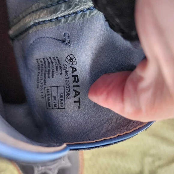 Ariat Showbaby Fatbaby U Turn Cowboy Boots Roughed Black Leather Suede Size 9.5 - Picture 4 of 15